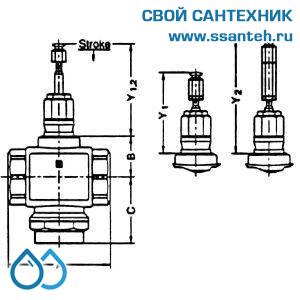 10106 Honeywell, V5011R1075 Клапан двухходовой (проходной) муфтовый, PN16, DN32, Kvs 16,0, 170 °C