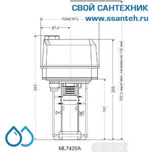 10356 HONEYWELL, ML7420A6009 Электропривод клапана, 0/2…10V, 600N, 24V, 20мм, 1.0 мин, IP54, ручное